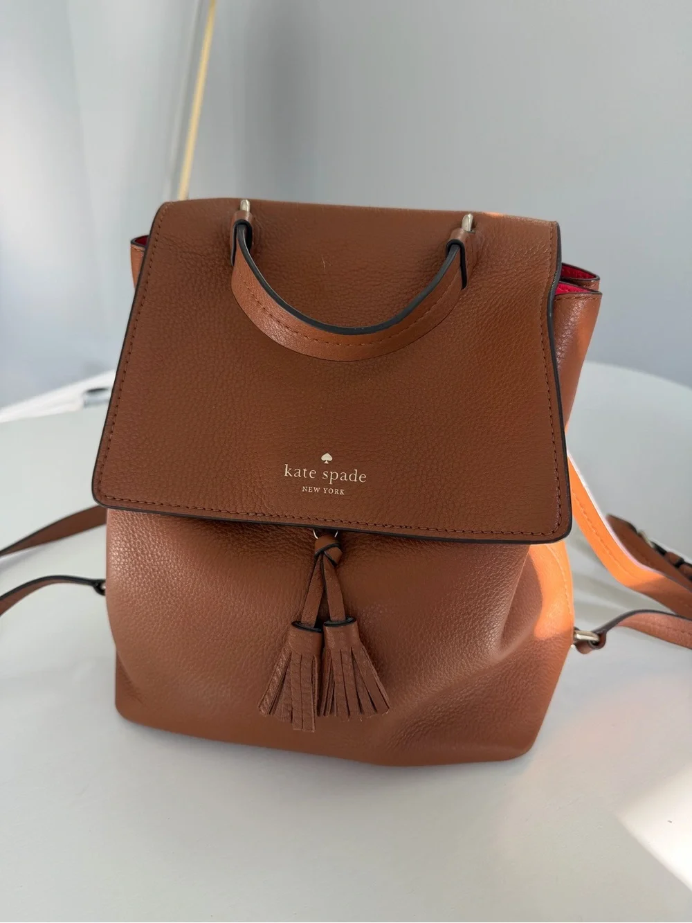 kate spade Brown Leather Tassel Backpack